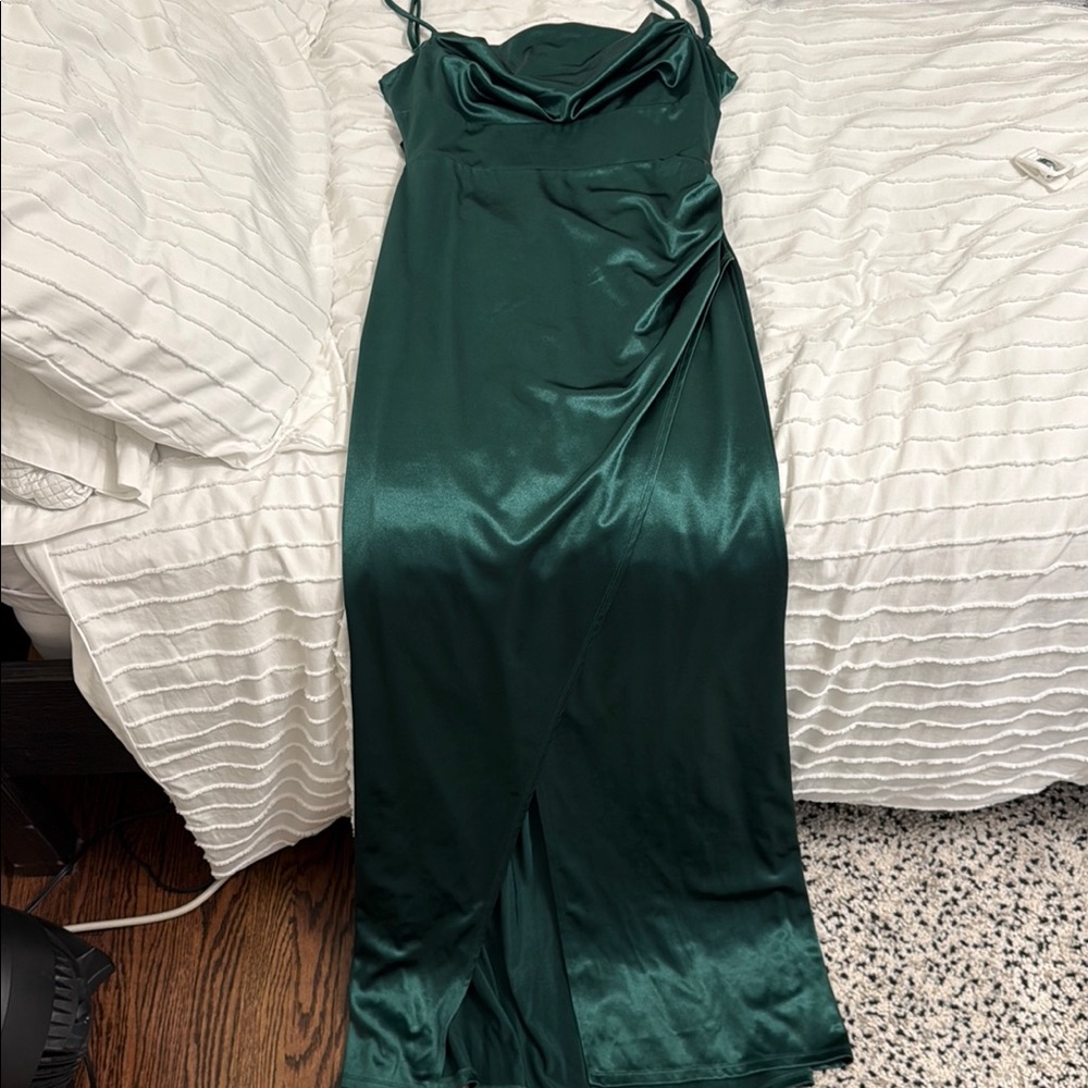 Windsor Green Spaghetti Strap Maxi Gown for Weddings